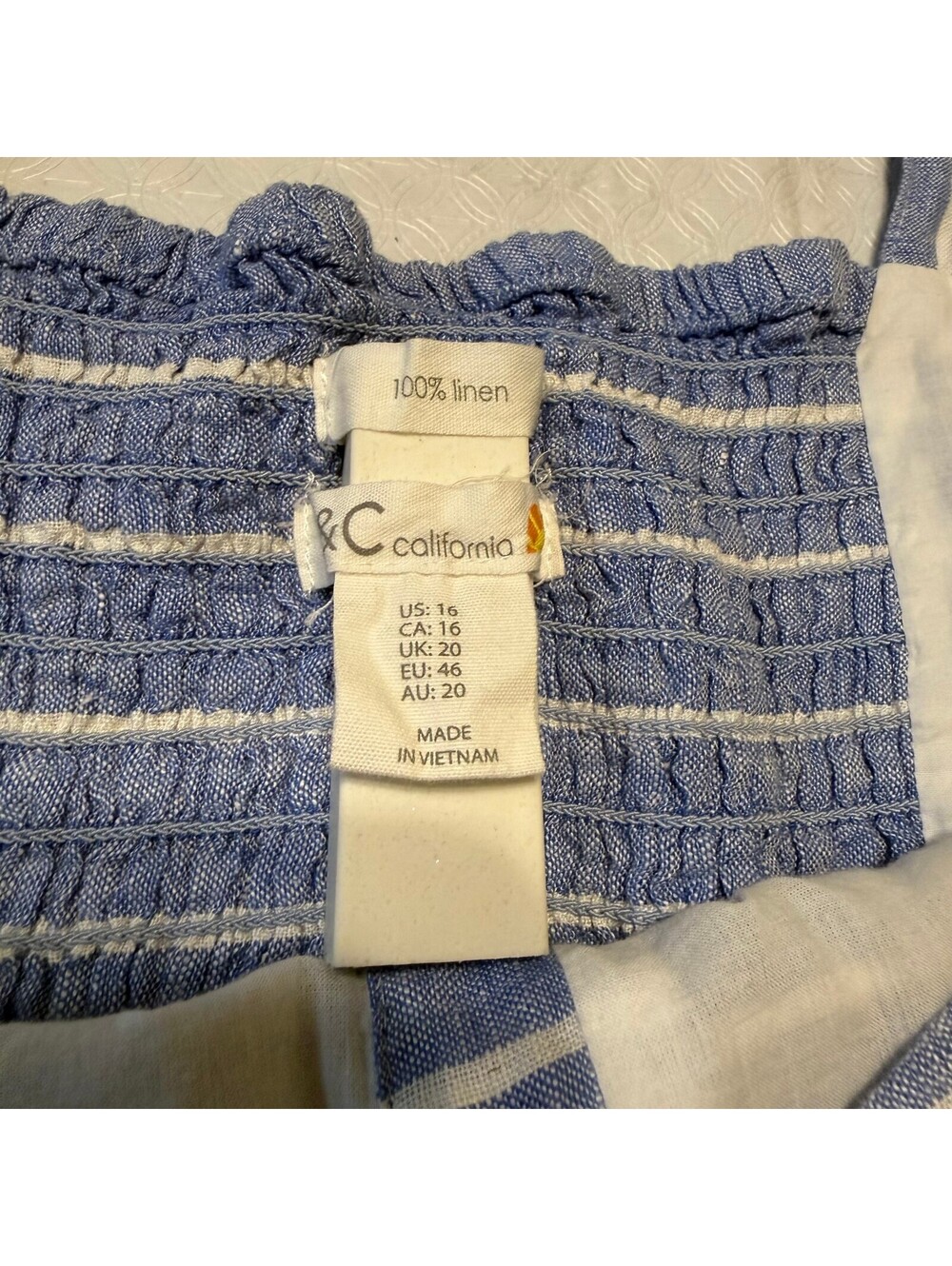 C&C California Blue and White Striped Linen Jumpsuit Size 16 - Picture 2 of 9
